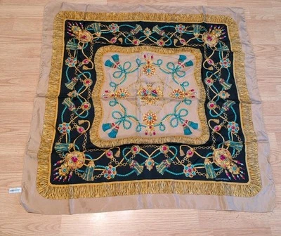 Hemispheres Large Ladies Sill Scarf fringe edges - Image 1 of 4