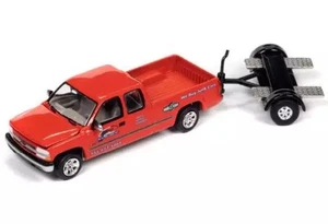 Mini Car 1/64 Chevy Silverado Ex Cab Orange Tow Dolly Black Japan - Picture 1 of 6