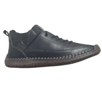 NWOT. Geaino Men's Black Leather Shoes. 10 (40) - Image 1 of 4