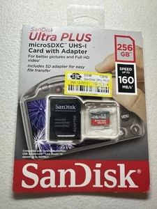 Carte mémoire SanDisk Ultra Plus MicroSDXC UHS-I avec adaptateur V10 256 Go 160 Mo neuve - Photo 1 sur 2
