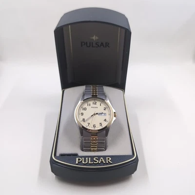 Vintage Pulsar Watch 2 Tone Lumi Dial DayDate V733-9A50 1980 New Battery Tested  - Image 1 of 4