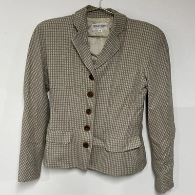Blazer Giorgio Armani Le Collezioni De Colección Para Mujer Pata de Gallo 5 Botones Talla 40/6 Foto 1 de 4