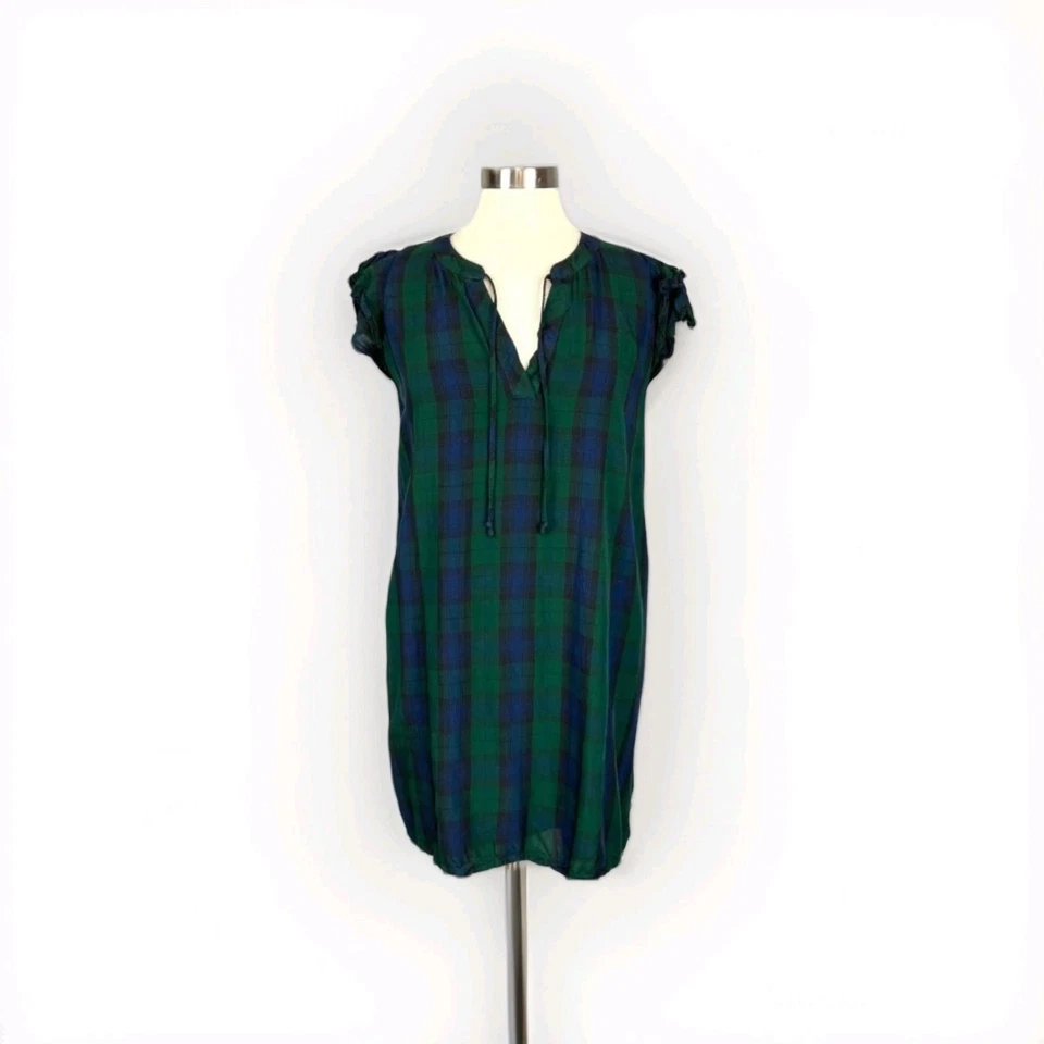 Vestido túnica Vineyard Vines para mujer Blackwatch verde manga acampanada a cuadros talla L Foto 1 de 4