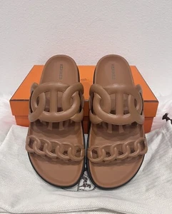 NIB Hermes Extra Sandal Chaine d'Ancre Oran Chypre Genius Empire Slide Flat 38 - Picture 1 of 8
