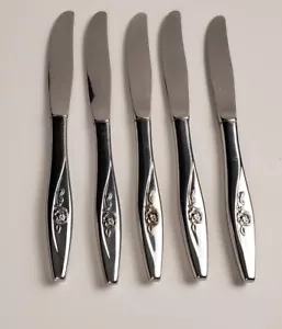 Oneida LASTING ROSE Deluxe ONEIDACRAFT Stainless 5 Dinner Knives - Picture 1 of 4