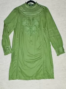 J Crew Dress Medium Cotton Olive Green Long Sleeve - Picture 1 of 8