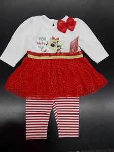 Infant Girls Rudolph 2pc "Light Up My Life" Holiday Outfit Size 3m - 12m - Picture 1 of 6