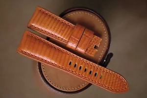 Handmade orange lizard leather for Panerai Pam strap size 24/22 can change size - Picture 1 of 5