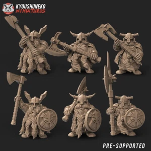 Dwarf Long Beards x6, Wargames DnD RPG Fantasy Warrior Dwarf Fighter Miniatures - Picture 1 of 1