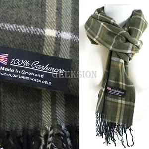 Winter Unisex 100% Cashmere Plaid Scotland Made Solid Striped Scarves Wool Scarf - Picture 1 of 65