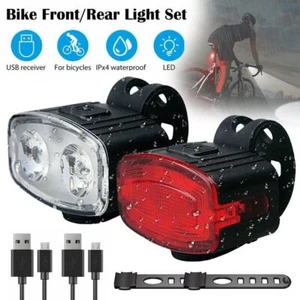 Fahrradlichter USB Wiederaufladbar Scheinwerfer und Rücklicht für Nachtfahrten - Bild 1 von 10