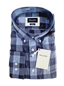 Eden Park Mens Blue Check Embroidered Logo Long Sleeve Shirt - 3XL - Picture 1 of 16