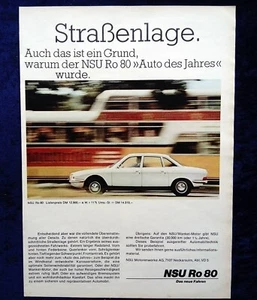 NSU RO 80 ....... originale Werbung aus 1968 Straßenlage - Picture 1 of 2