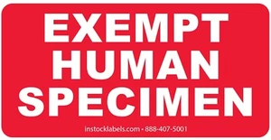 Exempt Human Specimen Warning Labels | 1.5 x 3" Inch | 500 Pack - Picture 1 of 4