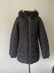 M & Co Kylie Black Padded Jacket With Faux Fur Trim Hood Size 15 Years 170Cm. - Picture 1 of 13