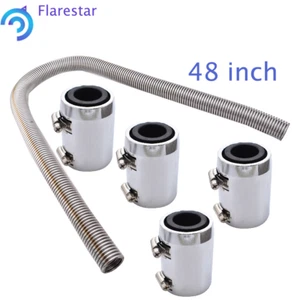 48" Stainless Steel Radiator Flexible Coolant Water Hose with Caps Kit Universal - Picture 1 of 8