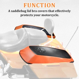 Saddlebag Lids Covers Waterproof Orange Fit For Harley Electra Glide Touring - Picture 1 of 15