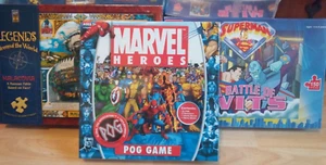 3pc Board Games Marvel Heroes Pogs Superman Battle Wits Jigsaw Legends Malacovia - Picture 1 of 8