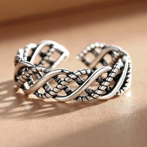 Vintage Fashion Adjustable Ring 925 Sterling Silver Womens Girls Jewellery UK - Picture 1 of 7
