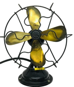 Star Rite Fan Antique 8" Brass Plated Steel Blade Single Speed Universal, Works - Picture 1 of 12