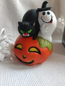 Vtg Pacific Rim Black Cat Pumpkin Ghost Goblin Halloween Light W/Box 2608 Taiwan - Picture 1 of 5