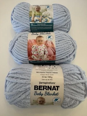 Bernat Baby Blanket Super Bulky Yarn Lot of 3~3.5oz Skeins Baby Blue 03202 - Image 1 of 4