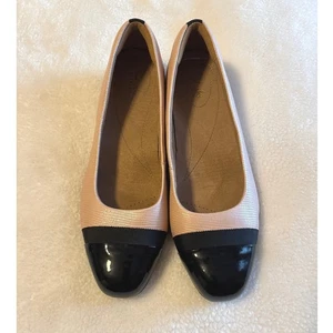 Clarks Keesha rosa pink schwarze Damenschuhe Ballerinas mit Kappe Größe 10M Ballerinas - Bild 1 von 5