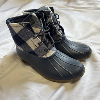 Botas Sperry Saltwater Check azul marino pato para mujer talla 8 Foto 1 de 4