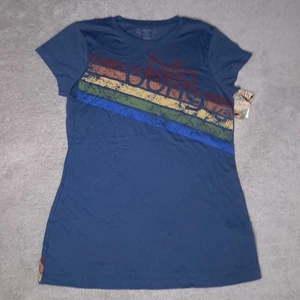 Vintage Y2K Billabong T-shirt Girls XL Blue Indigo Spellout Logo Slim 2010s - Picture 1 of 9