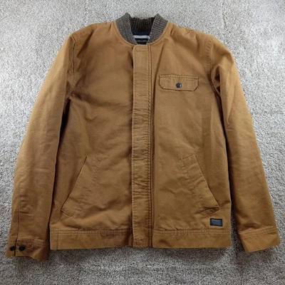 Jaqueta Quiksilver Masculina Média Marrom Algodão Bombardeiro Casual Roupa de Trabalho Casaco Acolchoado - Imagem 1 de 4