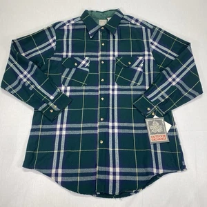 Vintage Outdoor Exchange Green Plaid  Flannel Shirt Button Up Men Size L New - Picture 1 of 9