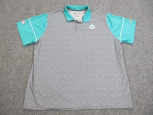 Miami Dolphins Polo Shirt Mens 3XL Gray Aqua Nike Dri Fit NFL Football On Field - Picture 1 of 19