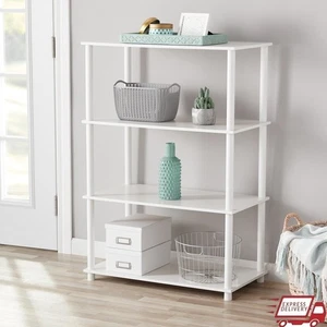 No Tools 4-Shelf Storage Bookcase Vertical Organizer Home Office Shelves New - Picture 1 of 6