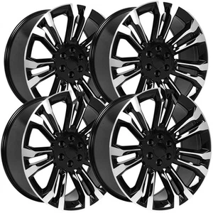 (Set of 4) OE Wheels CV43B 24x10 6x5.5" +24mm Black/Machined Wheels Rims - Picture 1 of 9