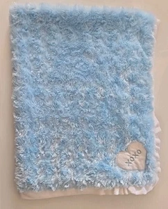 Ollie's Place Baby BLANKET Heart Patch XOXO Blue Satin Back Minky Sleep Comfort - Picture 1 of 3