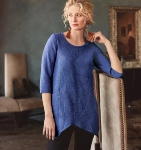 Weiche Umrandung Rosabella Jacquard Tunika Top asymmetrischer Saum lila blau M - Bild 1 von 8