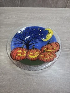 Peggy Karr Glasschale Kürbisse Jack O Laternen Halloween signiert 8,25" Rarität - Bild 1 von 4