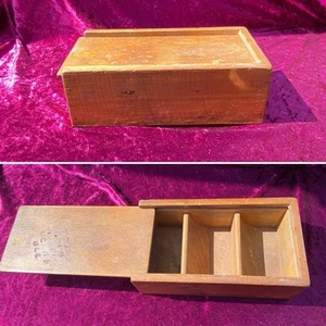 Vintage Wooden Till Counter Box With Curved Edge Inserts With Sliding Lid - Picture 1 of 19
