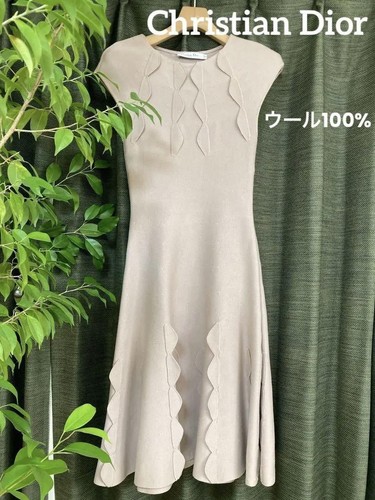 Autentico Christian Dior 100% lana lunghezza lunga senza maniche rosa tutte le stagioni