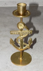 SELTENER ALTER KERZENSTÄNDER HMS VICTORY SOUVENIR MARINE MESSING - Bild 1 von 5