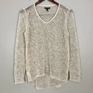 Suéter de lino Eileen Fisher Airy Melange para mujer talla S suéter con ribete de cuero - Imagen 1 de 6