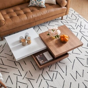 Modern Coffee Table - Dual-Toned, Walnut & White, Storage - Picture 1 of 5