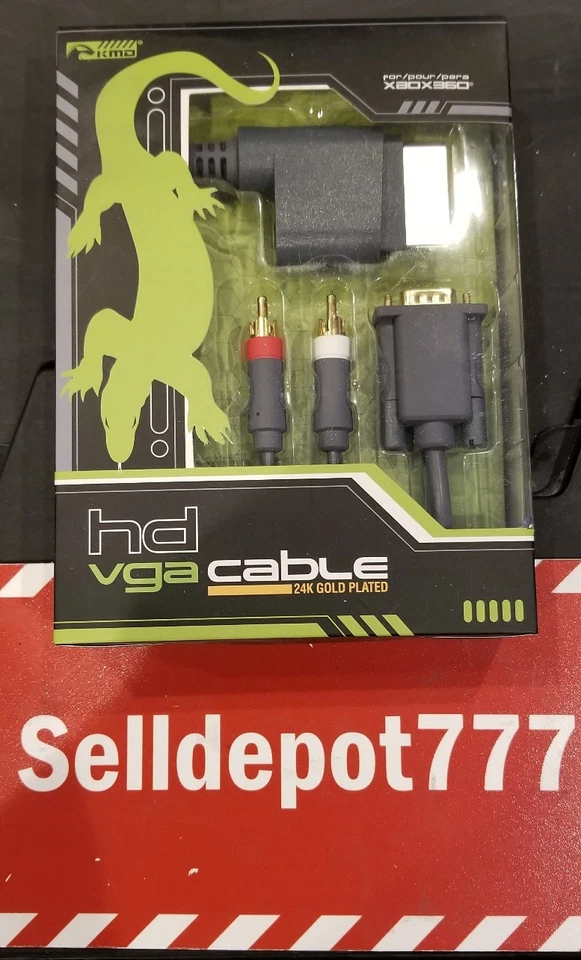 Xbox 360 - VGA A/V Gold Plated Cable KMD (PC HDTV Adapter Cord RCA) - Image 1 of 3