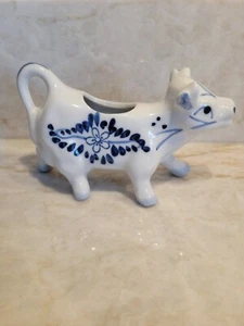 Vintage Figural Blue Cow Creamer Cow Delft Handpainted  - Picture 1 of 5