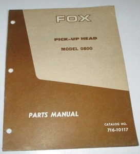 Fox 0800 Cabezal de Recogida Piezas Catálogo Manual Libro ¡ORIGINAL! - Imagen 1 de 3