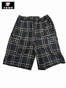 YAGO Men's Relaxed Fit Checker Plaid Cargo Shorts Black L-3XL Cali OG Street Wea - Picture 1 of 6