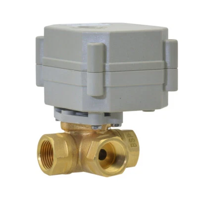 DN8 Three-Way 1/4Inch DC5V,DC12V,DC24V Brass Motorized Ball Valve With indicato - Image 1 of 4
