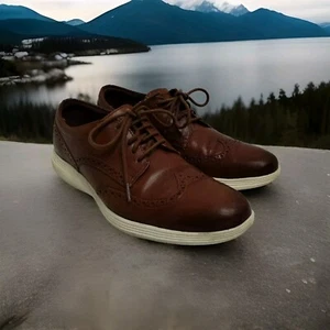 Cole Haan Grand Wingtip Oxfords Mens Size US 9.5 Brown Shoes C29414 - Picture 1 of 7
