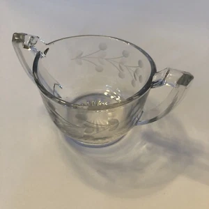 Vintage Sugar Dish Two-handle Sugar Dish Manganese Uv Reactive Floral Etch Glass - Picture 1 of 6