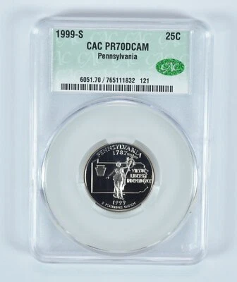 1999-S Washington State Quarter Pennsylvania PR70 DCAM CAC - Image 1 of 4